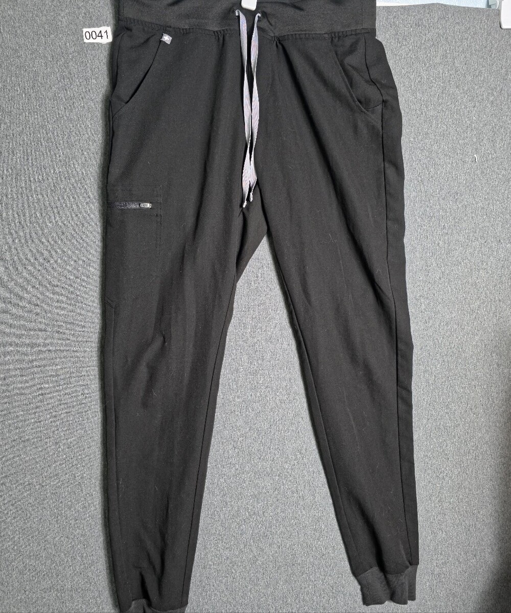 Figs Black Track Joggers with Drawstring